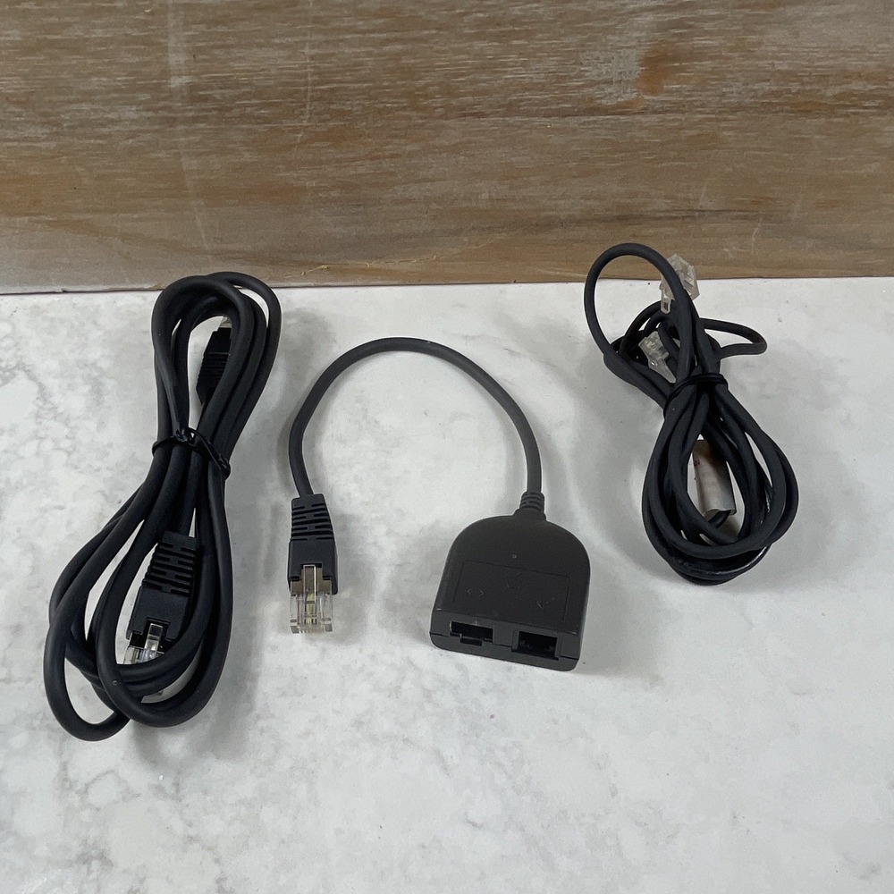 Black Ethernet & Telephone Cable Lot with Dual-Port Adapter 3 Pieces